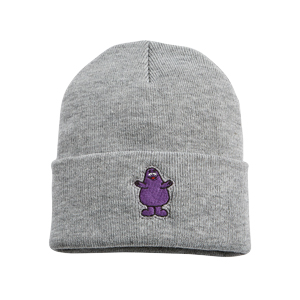 Grey Grimace Embroidered Knit Hat