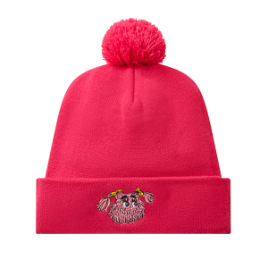 Pink Fry Girl Knit Hat with Pom