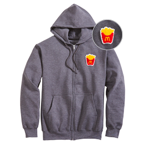 Chenille Fry Patch Zip Up Hoodie