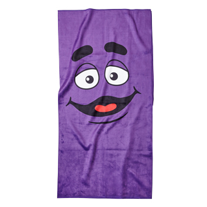 Purple Grimace Face Beach Towel