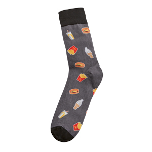 Grey Dress Socks with Food Icons