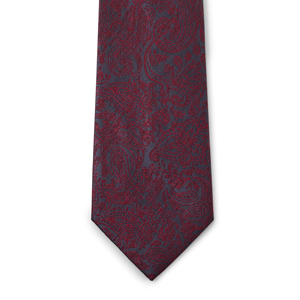 Men's Grey & Burgundy Paisley Tie